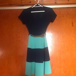 Color Block Skater Dress